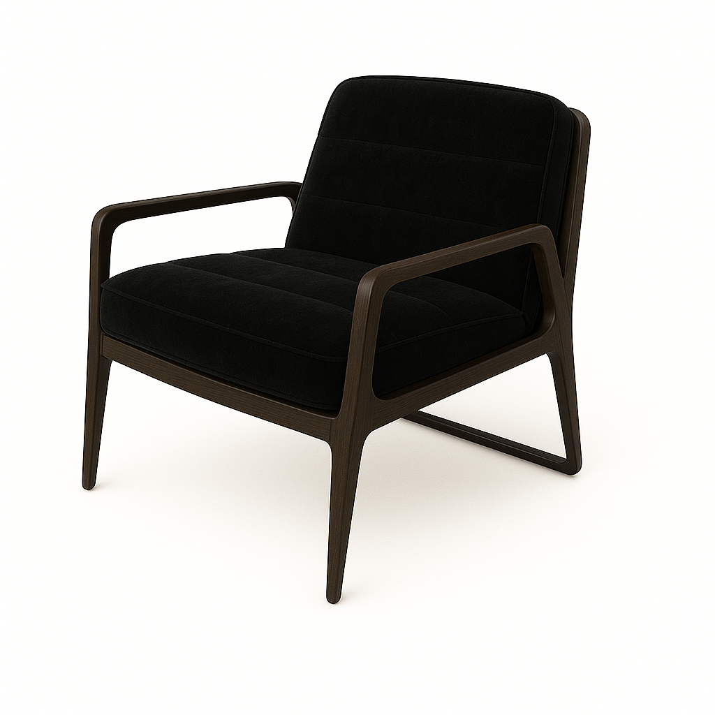 Fotoliu catifea NEAGRA | model DARI