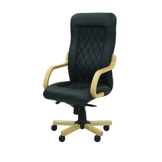 Scaun birou piele NEAGRA | model DONALD P